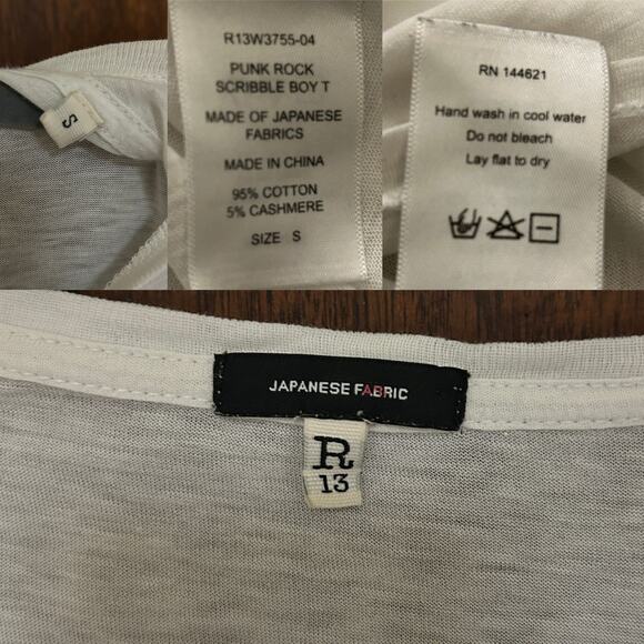 R13 Punk Rock Scribble Boy Graphic T-Shirt Japanese Jersey – Small - Picture 7 of 8